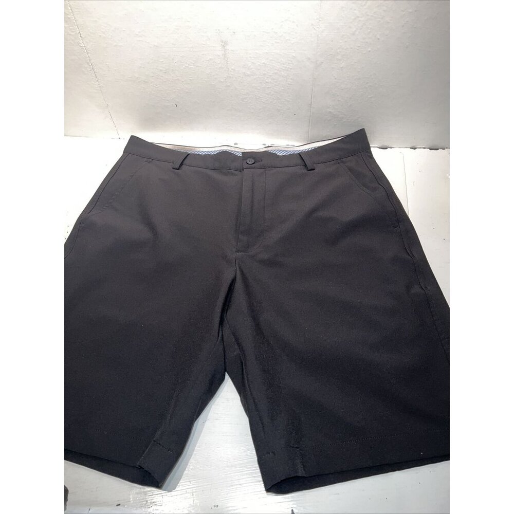 FJ‎ Shorts Mens W34 Black Lightweight Casual Chino Thigh Length Flat Front